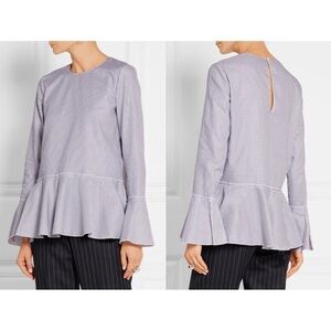 Theory Lexanda Mason Bell Sleeve Striped Peplum Top Size Small